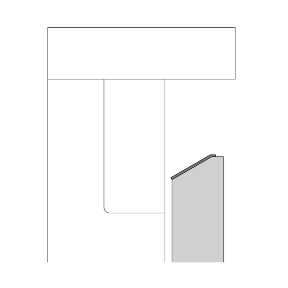 Гладкая дверца с пазом под углом 30° и плоским основанием